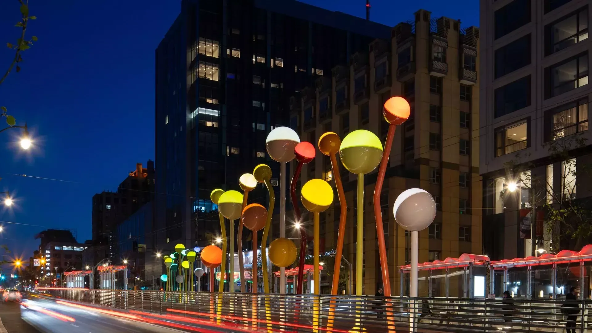 “Untitled” by Jorge Pardo, 2022, Van Ness Avenue & Geary Street Boarding Platforms.